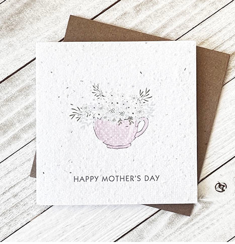Happy Mother's Day Teacup Plantable Greeting Card