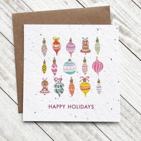 Happy Holidays Festive Baubles Plantable Greeting Card