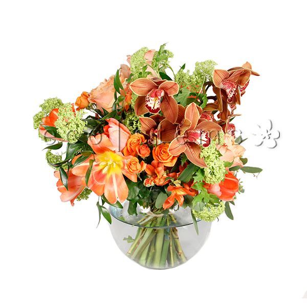 Orange Seasonal Fresh Flowers Arrangement Toronto