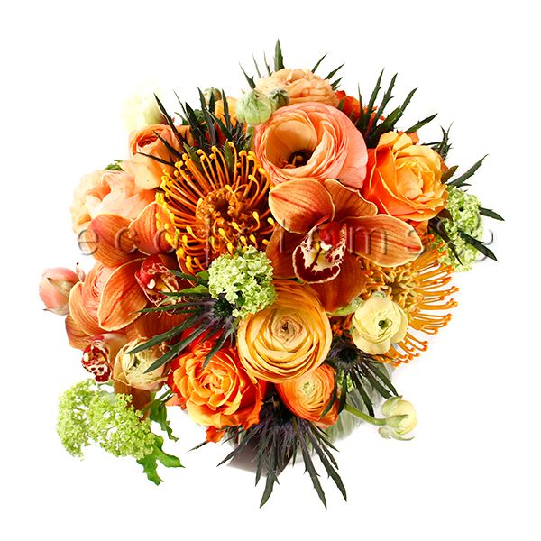 Orange Seasonal Fresh Flowers Arrangement Toronto