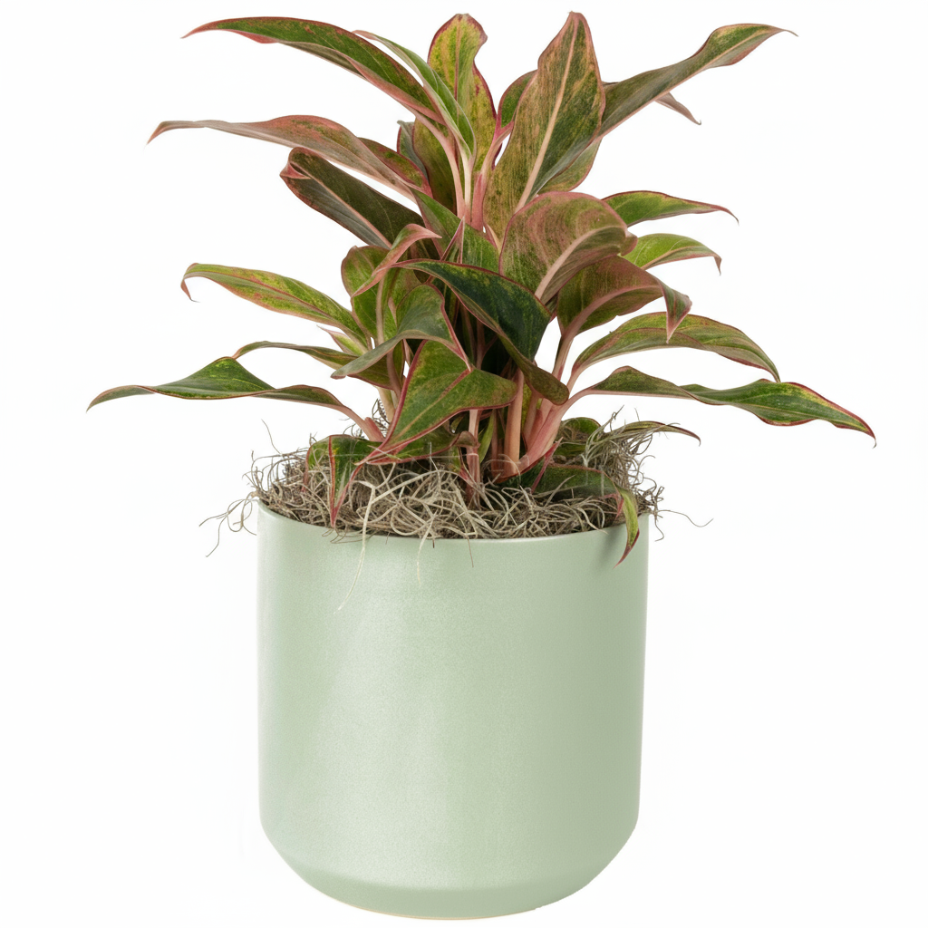 Red Chinese Evergreen Potted Indoor Houseplant