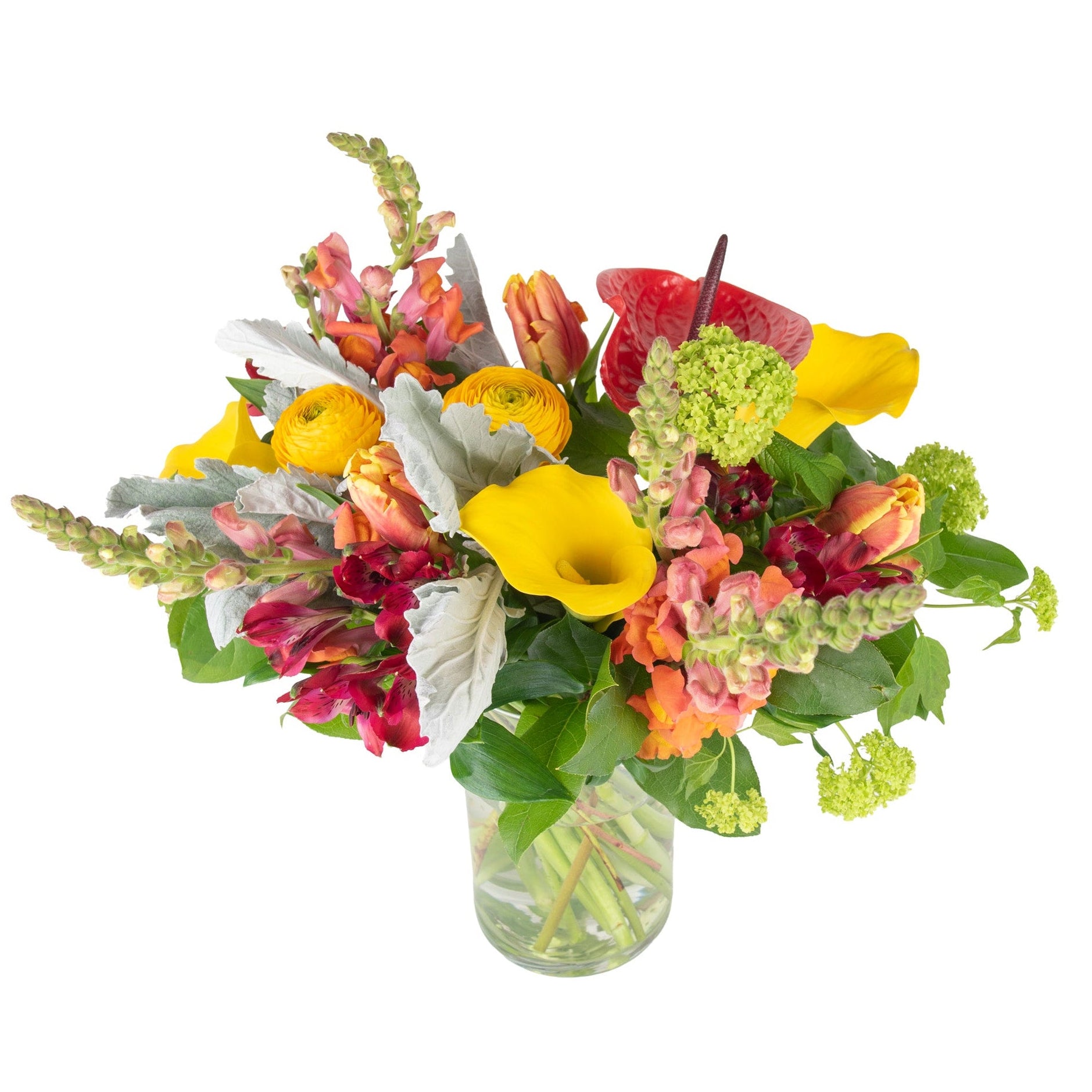 Red-Orange-Yellow Seasonal Fresh Flowers - Bouquets & Vase Arrangements