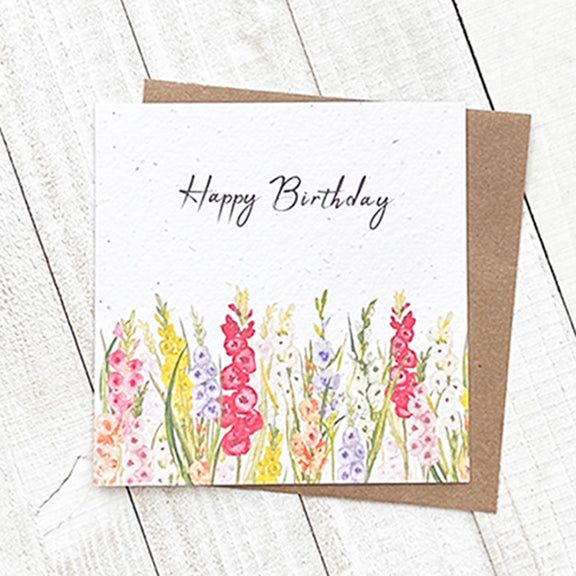 Happy Birthday Gladiolas Plantable Greeting Card