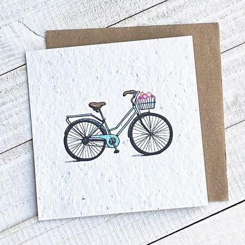Bicycle with Organic Fresh Flowers Plantable Greeting Card Toronto Ontario Delivery