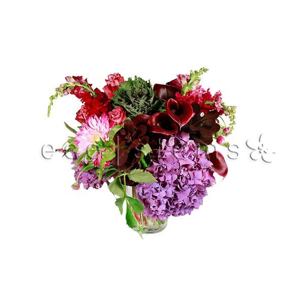 Purple-Fuchsia Seasonal Fresh Flowers Arrangement Toronto Ontario Delivery