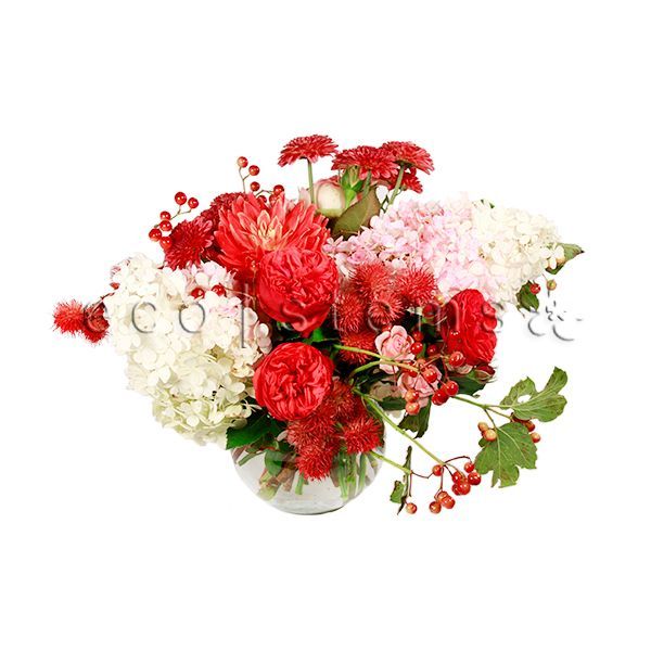 Red and Pink Seasonal Fresh Flowers Arrangement Toronto Ontario Delivery