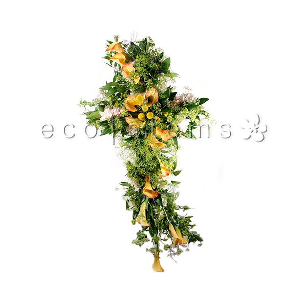 Sympathy Cross Seasonal Funeral Organic Fresh Flowers Arrangement Toronto Ontario Delivery
