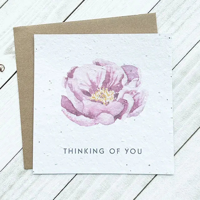 Thinking of You Peony Organic Fresh Flowers Plantable Greeting Card Toronto Ontario Delivery