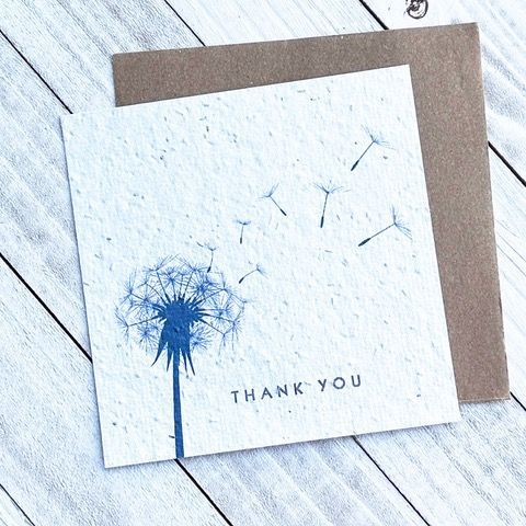 Thank You Blue Dandelion Plantable Greeting Card Toronto Ontario Delivery