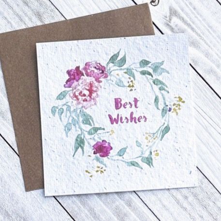 Best Wishes Organic Fresh Flowers Wreath Plantable Greeting Card Toronto Ontario Delivery