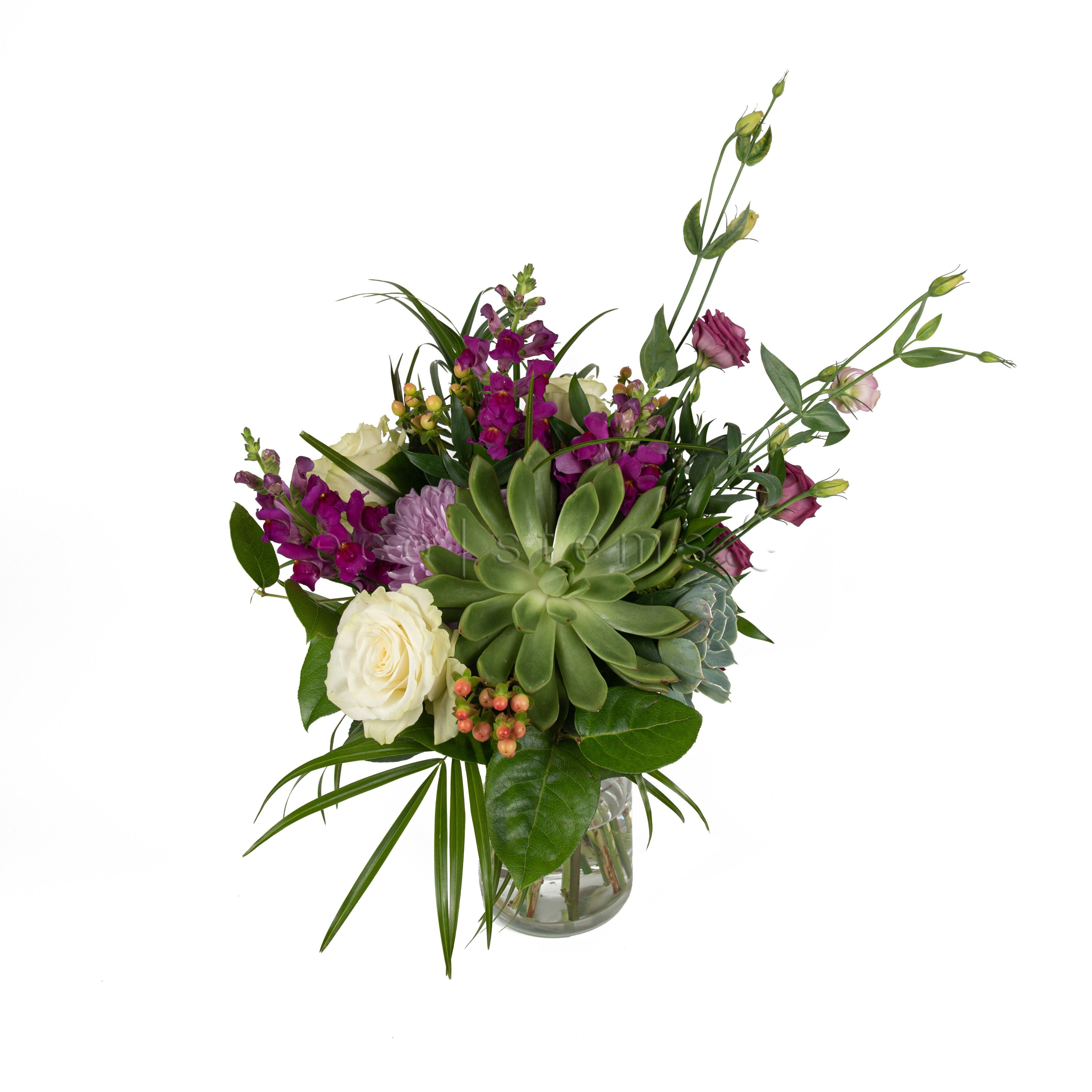 Mixed Fresh Flowers Arrangement with Echeveria Toronto Ontario Delivery
