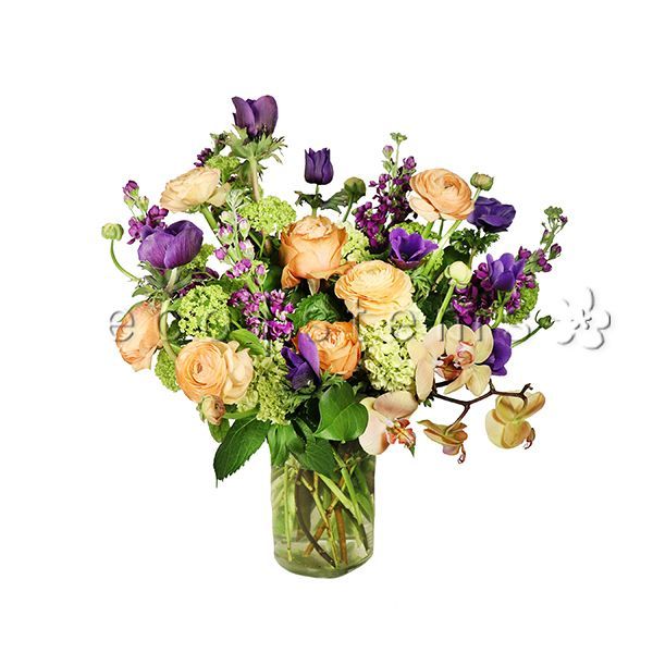 Jewel Toned Seasonal Fresh Flowers Arrangement Toronto Ontario Delivery