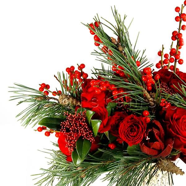 Red and Gold Christmas Fresh Flowers -Bouquets & Vase Arrangements
