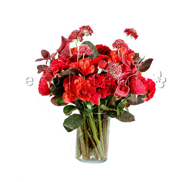Red Seasonal Fresh Flowers Arrangement Toronto Ontario Delivery