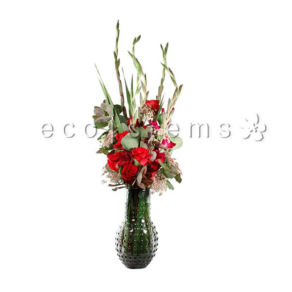 Tall Linear Mixed Organic Fresh Flowers Arrangement Toronto Ontario Delivery