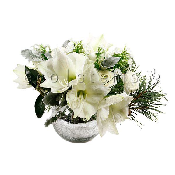 Silver Shimmer Christmas Fresh Flowers Centrepiece Toronto Ontario Delivery